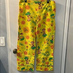 Paul Frank Julius Tropical Theme Bright Yellow Cotton Pajama Drawstring Pants, M